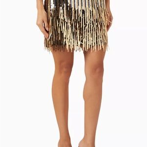 Elliatt Gold and Black Sequin Mini Skirt